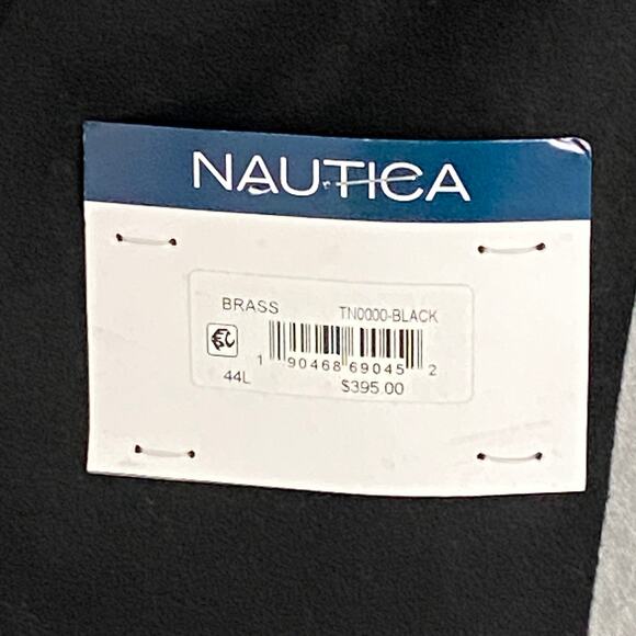 Nautica Men's 44 Long Overcoat Double-Breasted Wool Blend Lined Solid Black NEW - Picture 9 of 9